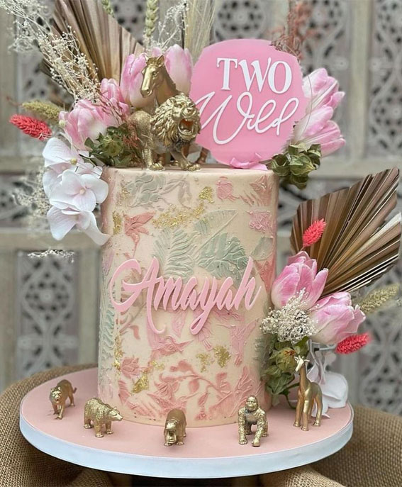 31 Two Wild Birthday Cake Ideas : Pastel Pink Wild Cake