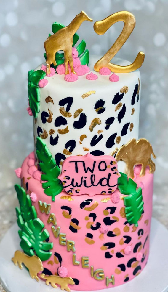 31 Two Wild Birthday Cake Ideas Two Tier Leopard Print Cake