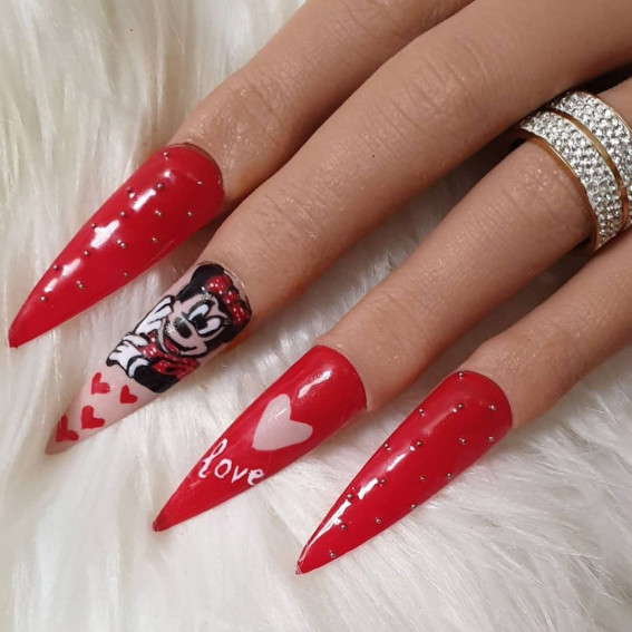 30 Minnie Mouse Nail Designs : Chanel + Red Minnie Nails