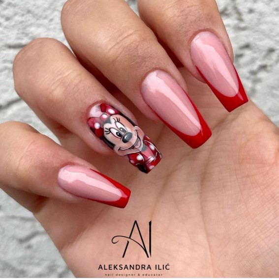 30 Minnie Mouse Nail Designs : Chanel + Red Minnie Nails
