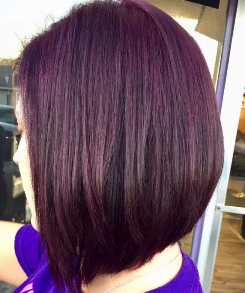 25 Blackberry Hair Color Ideas : Bright Blackberry Stacked Hair