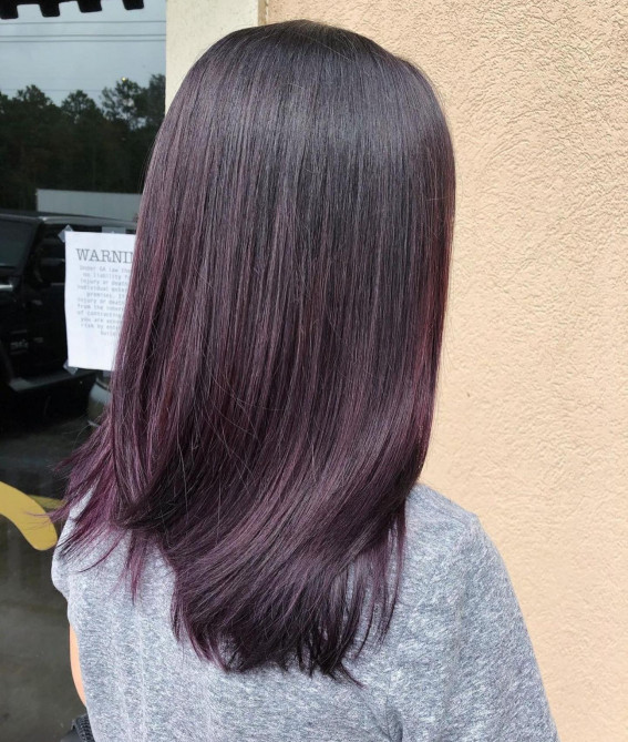 25 Blackberry Hair Color Ideas : Balayage Blackberry Straight Hair