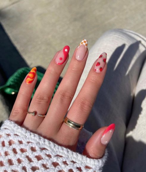 52 Cute Summer Nail Ideas : Mismatch Summer Nails