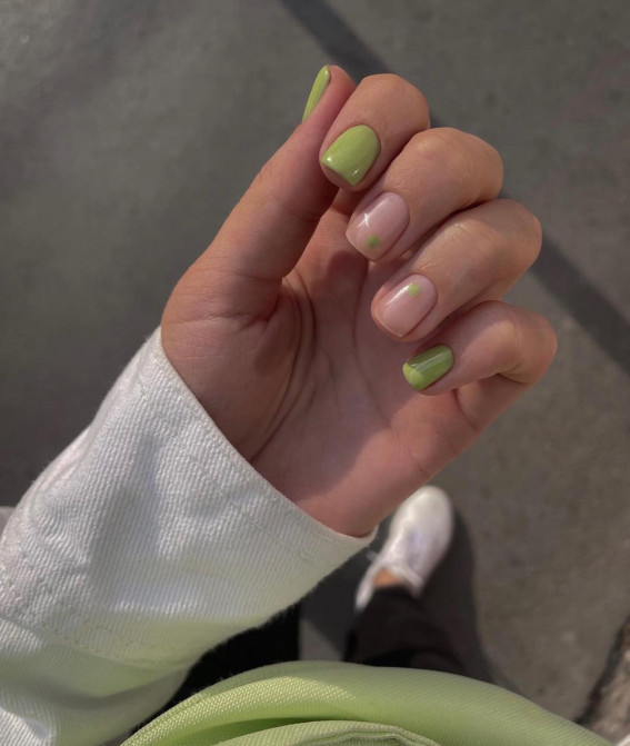 52 Cute Summer Nail Ideas : Green Herb Nails