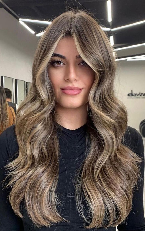 50 Hair Colours Ideas That Are Trending Now : Brunette with Honey Blonde Highlights