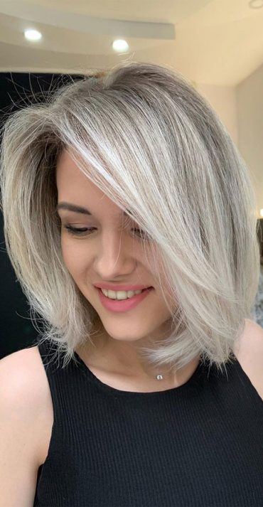 50 Hair Colours Ideas That Are Trending Now Smokey Blonde Lob Haircut 1502