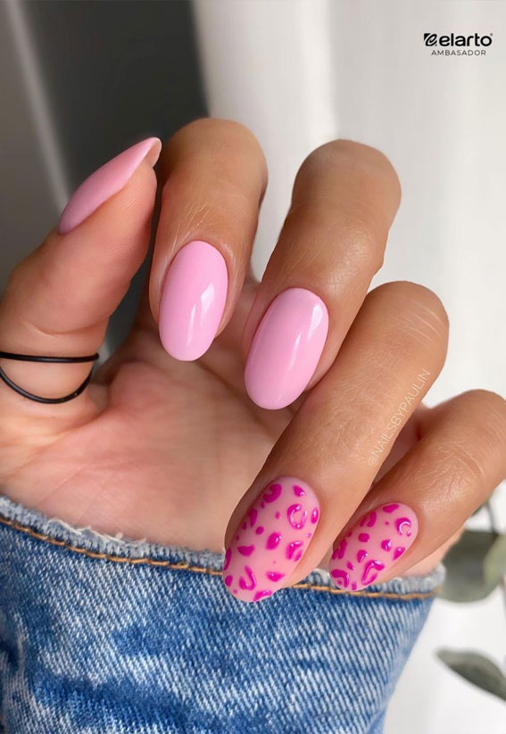 50 Pretty Summer Nails in 2022 For Every Taste : Pink Leopard Matte Nails