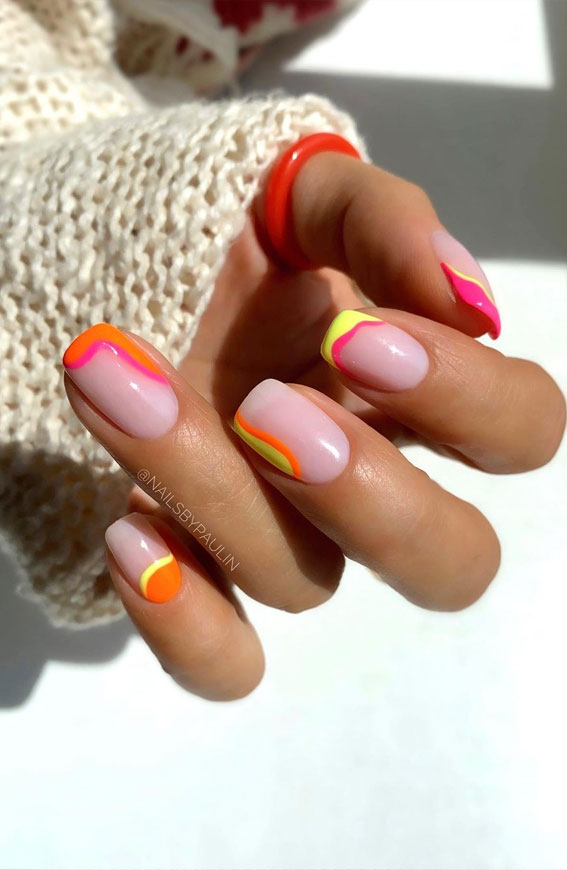 50 Pretty Summer Nails in 2022 For Every Taste : Pink, Orange and Yellow Nails