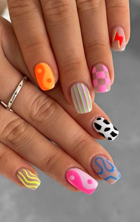 50 Pretty Summer Nails in 2022 For Every Taste : Funky Summer Nails