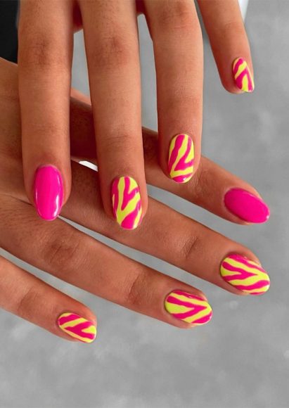 50 Pretty Summer Nails In 2022 For Every Taste Yellow And Pink Zebra