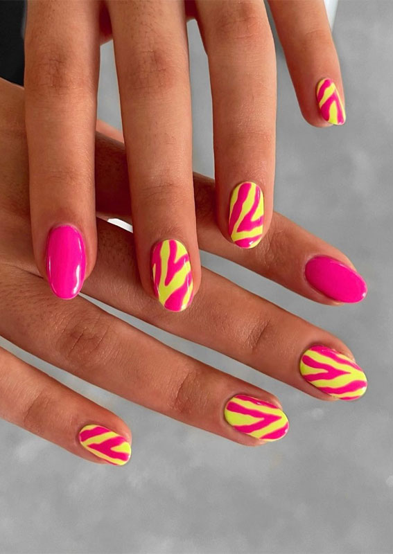 37 Bright Neon orange nails for summer nail colors 2022