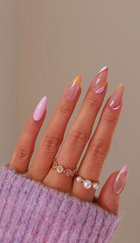 summer nails, swirl nails, neon nails, vibrant nails, summer nails, summer nails 2022, trendy nails, trendy nails 2022, cute summer nails, round nails, bright summer nails