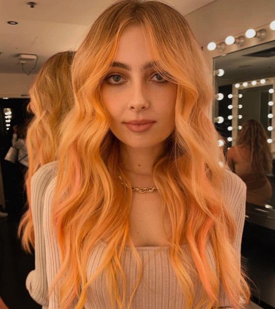 32 Best Orange Hair Color Shades : Light Orange Long Hair