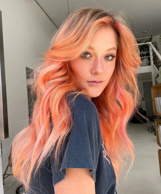 light orange pink hair