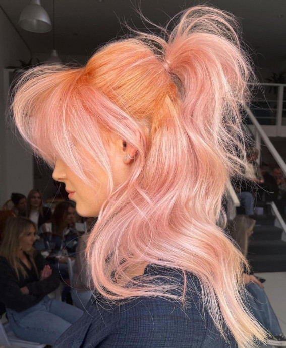 pastel orange pink hair