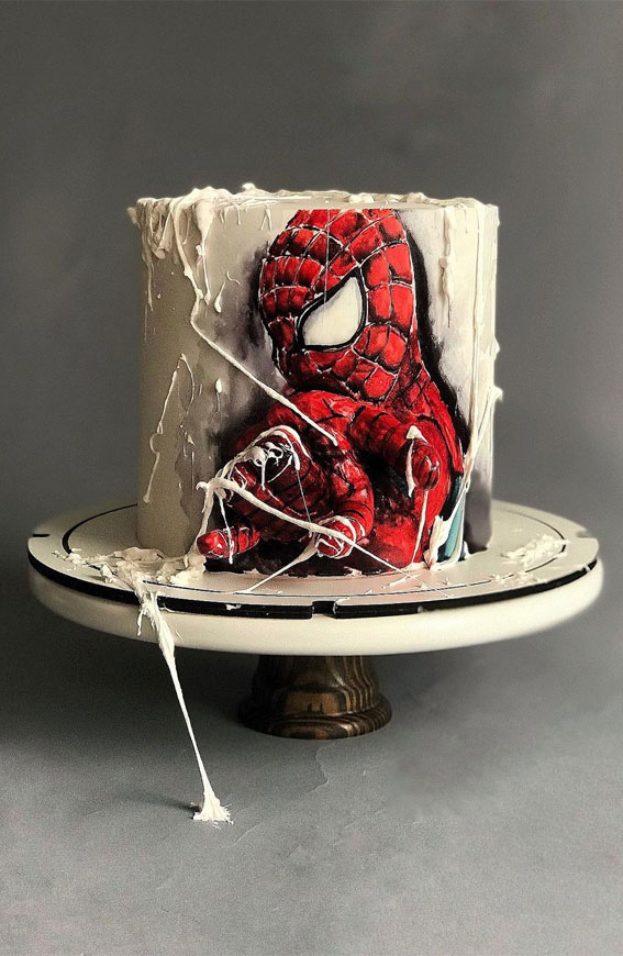 70 Cake Ideas for Birthday & Any Celebration : Painted 3D Spider-Man Cake