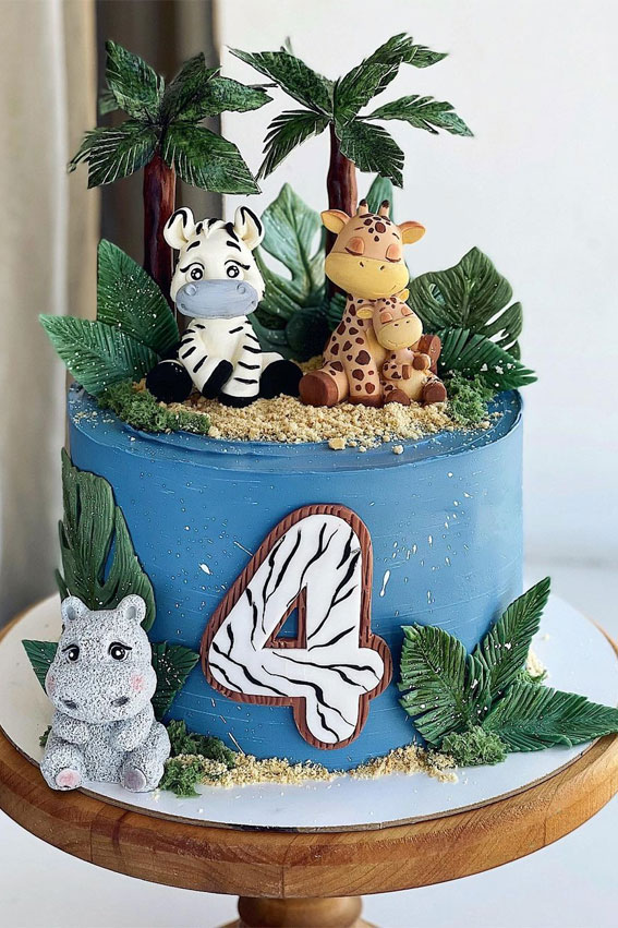 70 Cake Ideas for Birthday & Any Celebration : Blue Cake for Wild Fourth Birthday