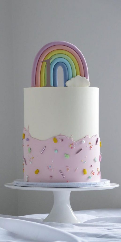 70 Cake Ideas for Birthday & Any Celebration : 1st birthday rainbow vibes