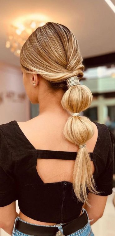 59 Gorgeous Wedding Hairstyles In 2022 Glam Low Bubble Braid Pony