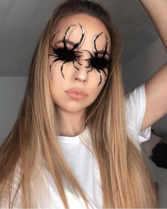 40+ Spooky Halloween Makeup Ideas : Spider Eye Makeup