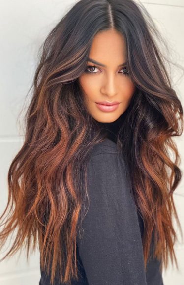50 Fabulous Fall Hair Color Ideas For Autumn 2022 Chocolate With Dark Copper Balayage 3600