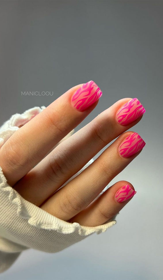 70 Stylish Nail Art Ideas To Try Now : Pink Zebra Nails