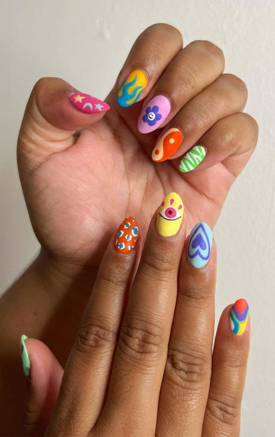 70 Stylish Nail Art Ideas To Try Now : Mix n Match Funky Nails