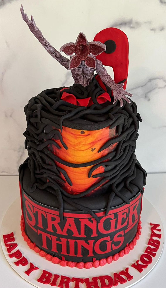 40+ Awesome Stranger Things Cake Ideas : Black Cake for 9th Birthday