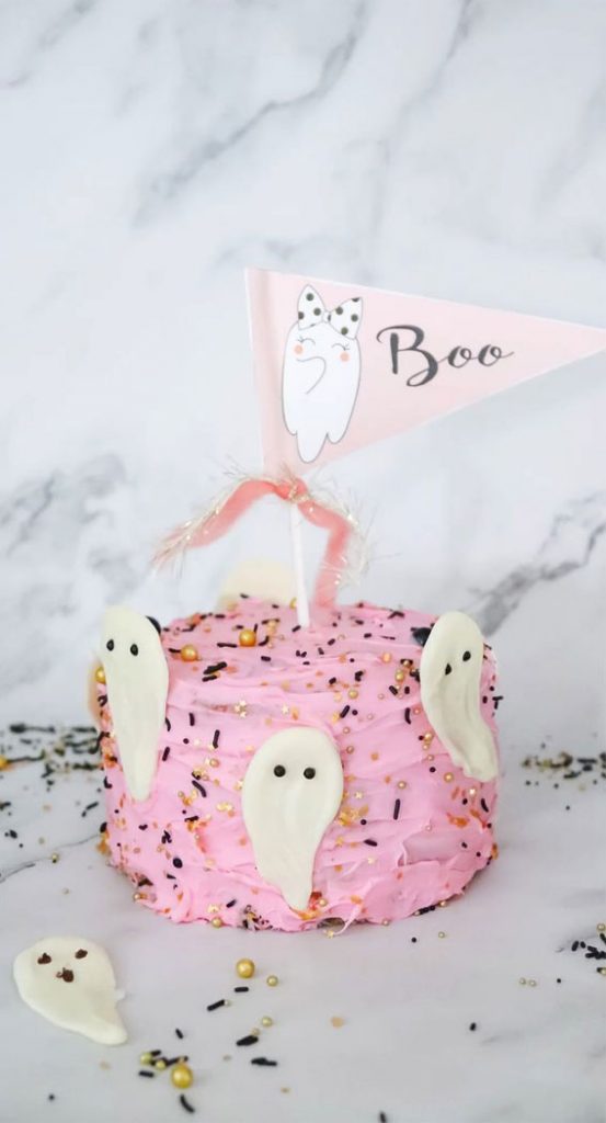 Pink halloween cake