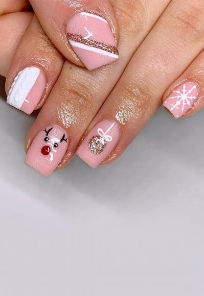 50 Fab Christmas Nail Designs And Ideas Shimmery Pink Christmas Nails