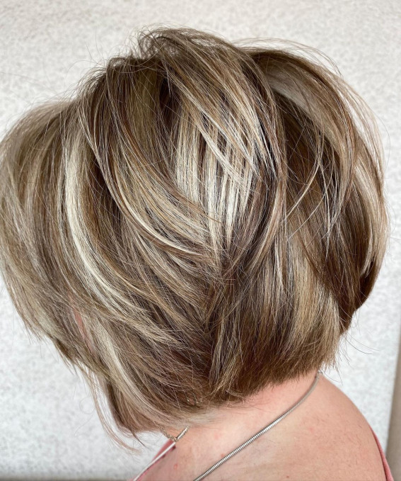50+ Haircut & Hairstyles for Women Over 50 : Choppy Layered Bob