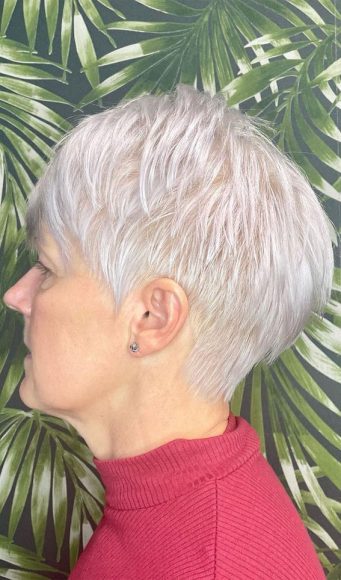 50+ Haircut & Hairstyles for Women Over 50 : Cool Ash Pixie Cut