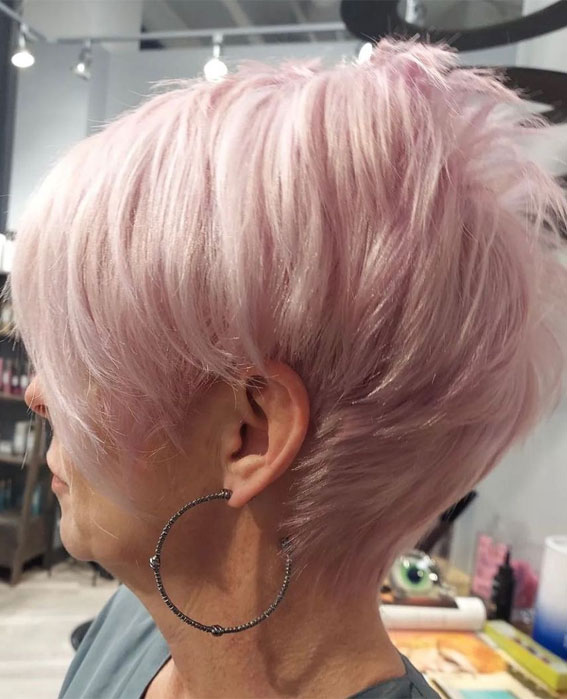 50+ Haircut & Hairstyles for Women Over 50 : Baby Pink Pixie