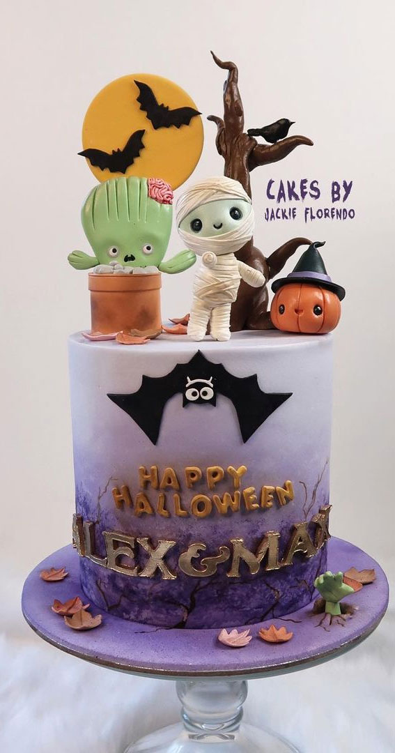 100+ Cute Halloween Cake Ideas : Ombre Purple Cake