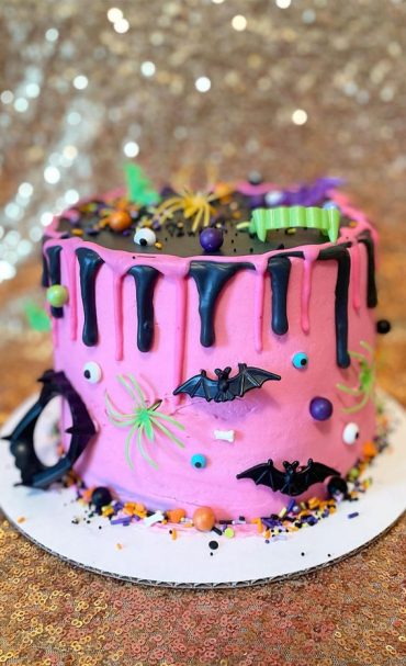 100+ Cute Halloween Cake Ideas : Barbie Pink Cake with Chocolate Drips