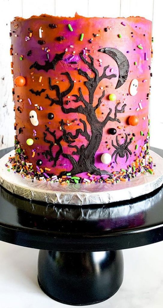 100+ Cute Halloween Cake Ideas Pink and Orange Cake