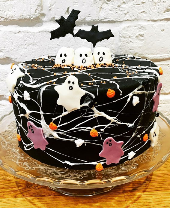 100 Cute Halloween Cake Ideas Cobweb Black Cake