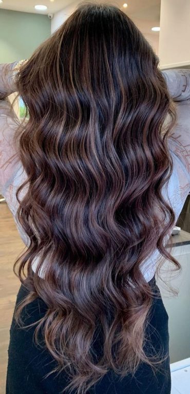 30 Metallic Hair Color Ideas : Brown Balayage Long Hair