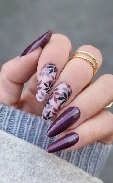 30 Gorgeous November Nail Ideas Leave Plum Colour Nails