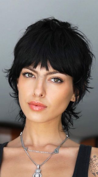 50 Best Short Hair With Bangs Mullet Pixie Haircut With Bangs 