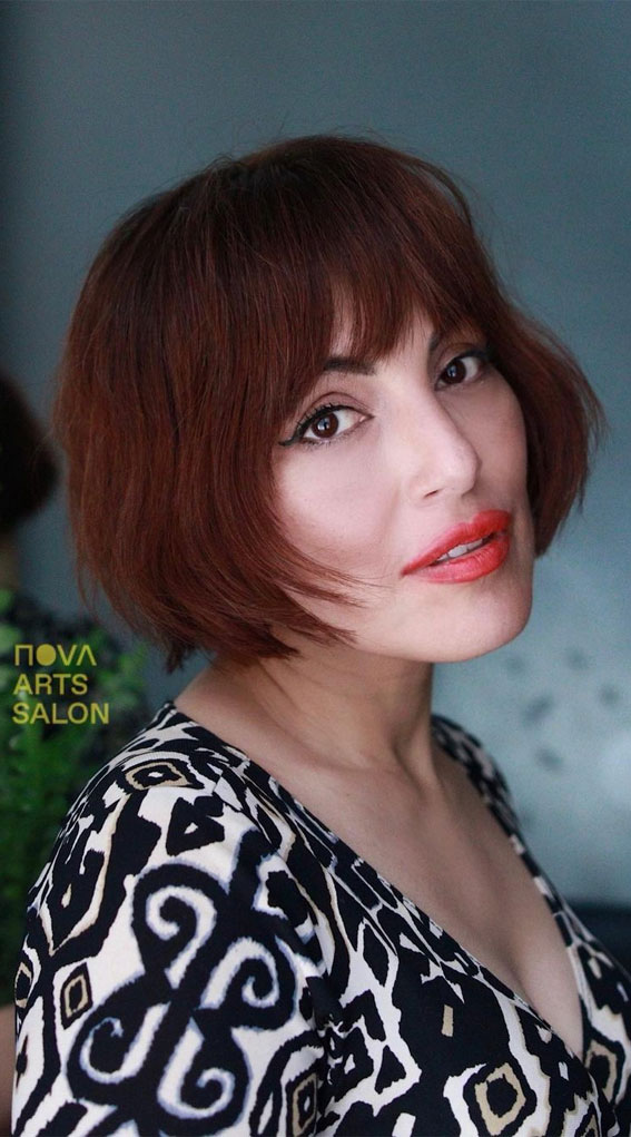 50 Best Short Hair with Bangs : Textured Bob Fall Vibes