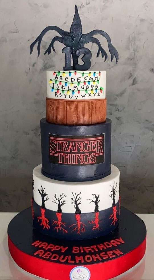 40+ Awesome Stranger Things Cake Ideas : Three Tier Cake