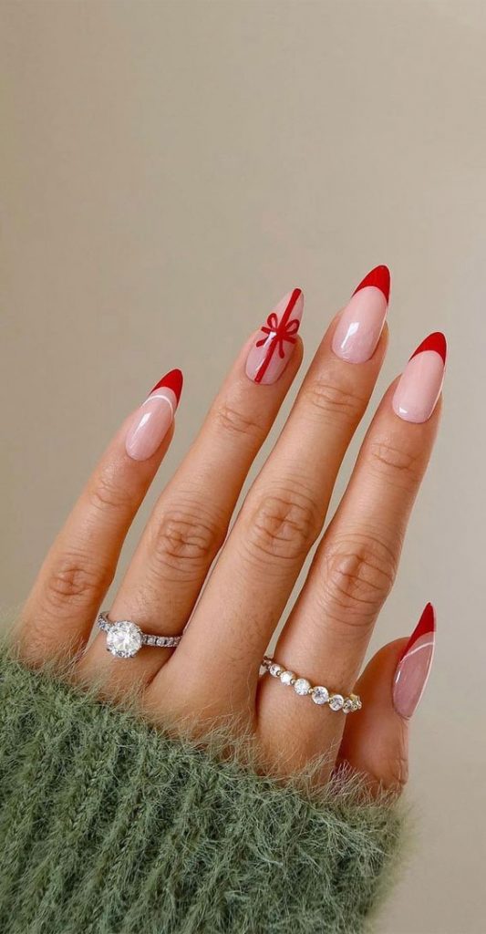 50 Stylish Festive Nail Designs Red French Tip Nails