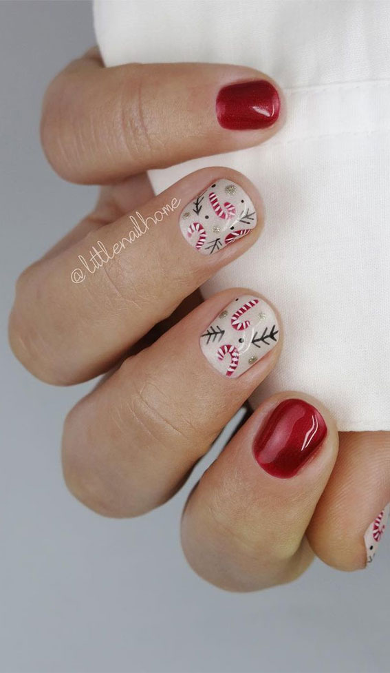 candy cane short nails, christmas nails, christmas nail art, festive nails, simple christmas nails, christmas nail ideas, christmas nail designs, christmas nails 2022, holiday nails, xmas nails