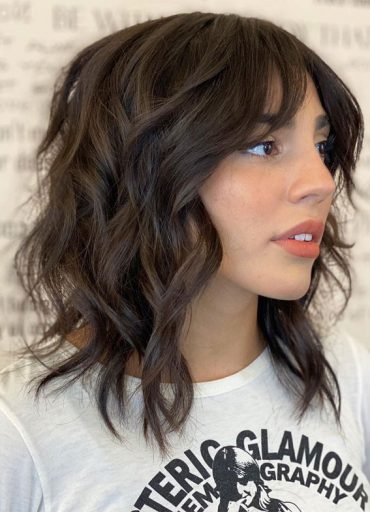 30+ Cute Fringe Hairstyles For Your New Look : Shag Curl Shoulder Length
