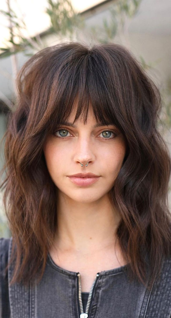 30+ Cute Fringe Hairstyles For Your New Look Milk Chocolate Shag Haircut