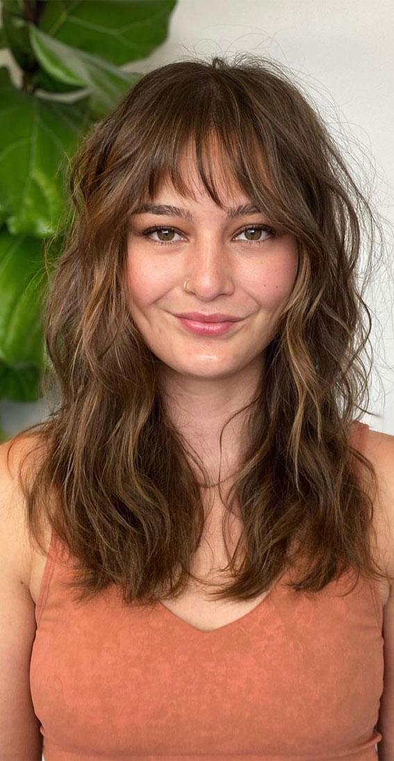 30+ Cute Fringe Hairstyles For Your New Look : Wolf Cut Natural Curls