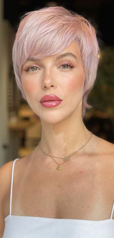 30 Cute Fringe Hairstyles For Your New Look Cotton Candy Short Hair With Bangs 2329