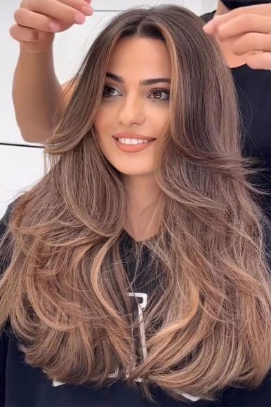 50+ Trendy Hair Colour For Every Women : Layered Chestnut Brown with ...