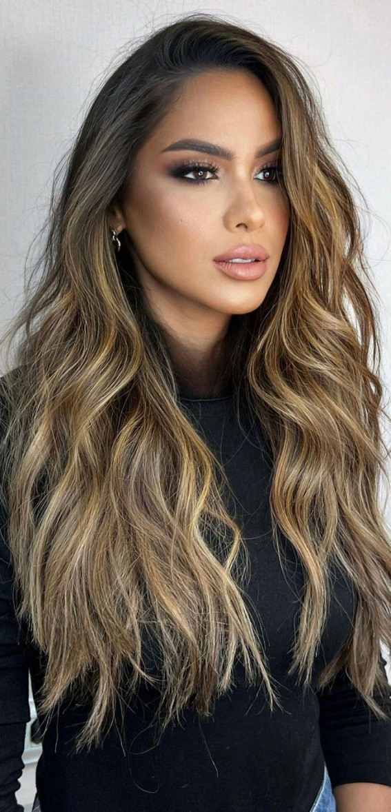 50+ Trendy Hair Colour For Every Women : Brunette Cappuccino Mermaid Long Hair